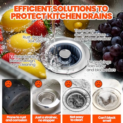 Kitchen Sink Drain Strainer & Sink Stopper (3 Count)