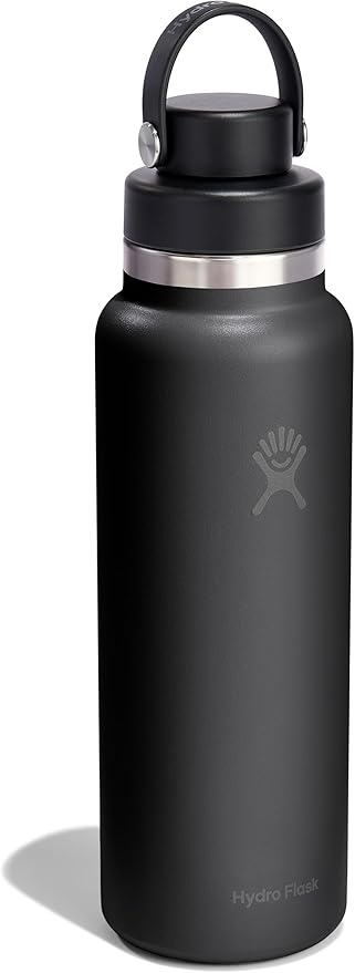 Hydro Flask Water Bottle - Insulated Stainless Steel - Wide Mouth Flex Chug Lid, Non Spill, Leakproof in 40 Oz Tonal Black