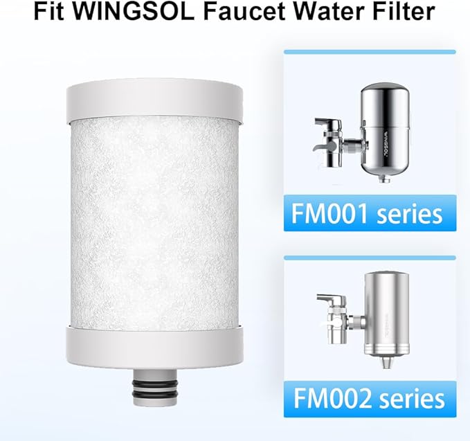 WINGSOL Faucet Water Filter Stainless-Steel Reduce Chlorine, PFAS, Japan PAC Filter Improve Taste, Faucet Filters for Faucets-Fits Standard Faucets (PAC-3P)