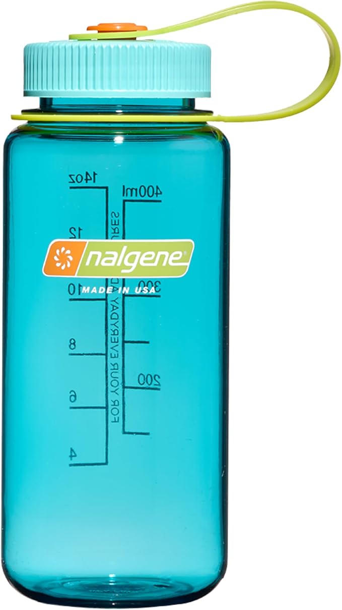Nalgene 16 oz Wide Mouth Water Bottle | BPA-Free, Durable & Leak Proof, Lightweight Travel Bottle, Fits In Cupholders, Cerulean Sustain