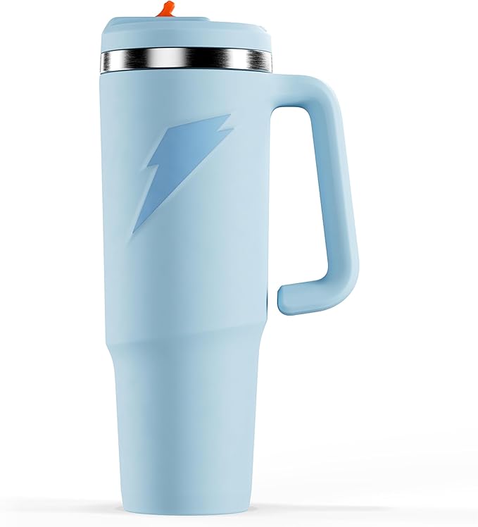 Gatorade Crossover Stainless Steel Tumbler Water Bottle, Light Blue, Double-Wall Insulation, 36 fl oz