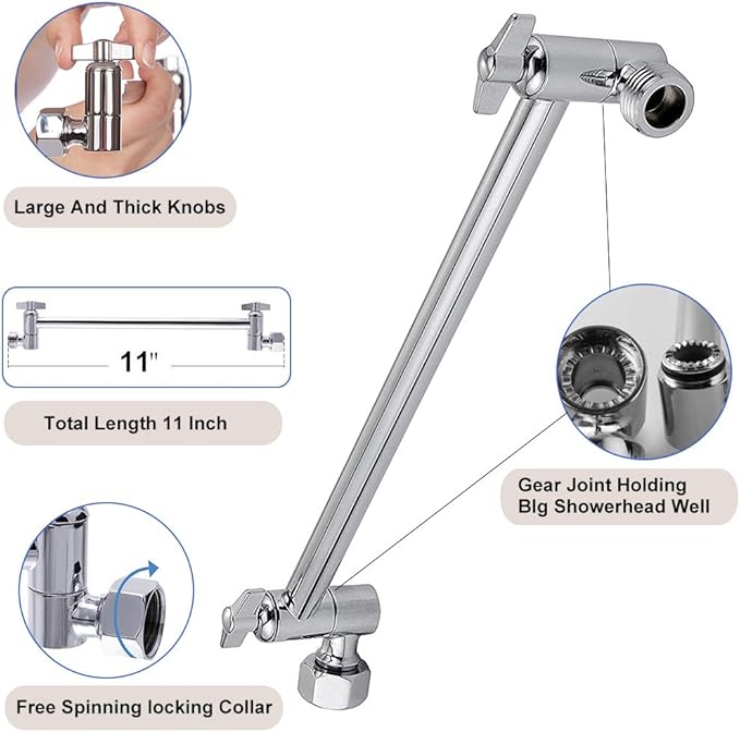 HarJue High Pressure Large Stainless Steel Square Rain ShowerHead With Shower Arm Waterfall Full Body Coverage Easy to Clean and Install (12 Inch With Arm, Chrome Finish)