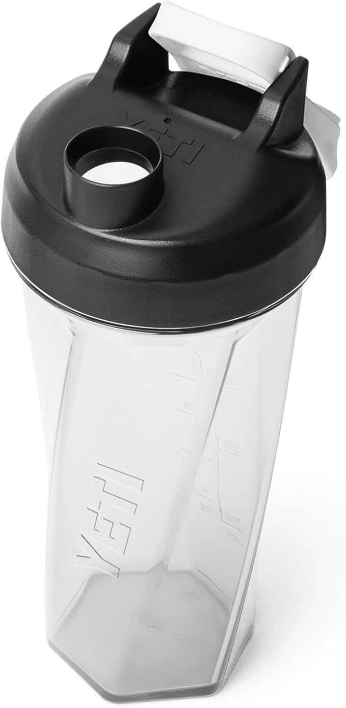 YETI Yonder Helimix Vortex Blender Shaker Bottle Holds up to 27oz | No Blending Ball or Whisk | USA Made | Portable Pre Workout Whey Protein Drink Shaker Cup | Dishwasher Safe, Clear