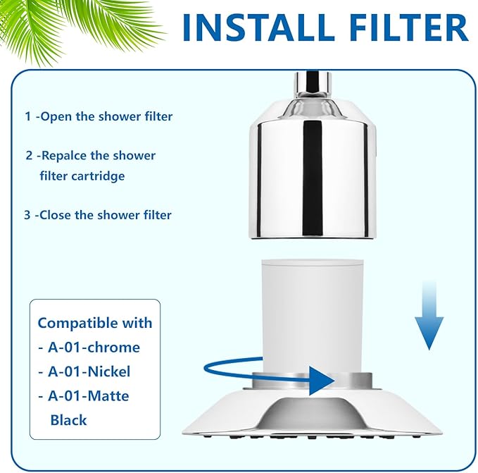 Shower Head Filter Compatible with Afina Filtered Shower Head for Hard Water, Filters Chlorine and Other Impurities,2 Pack,