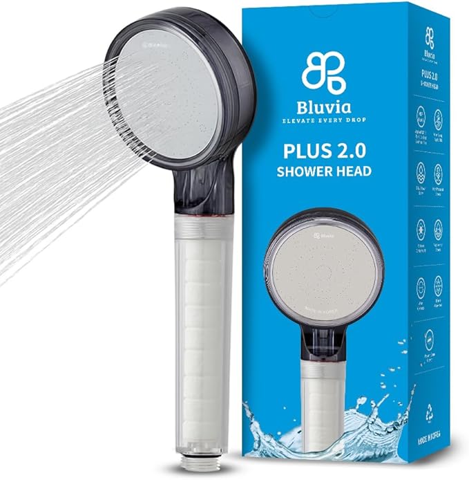 Bluvia Plus 2.0 Filtered Shower Head with Handheld High Pressure Handheld Shower Head with Filter