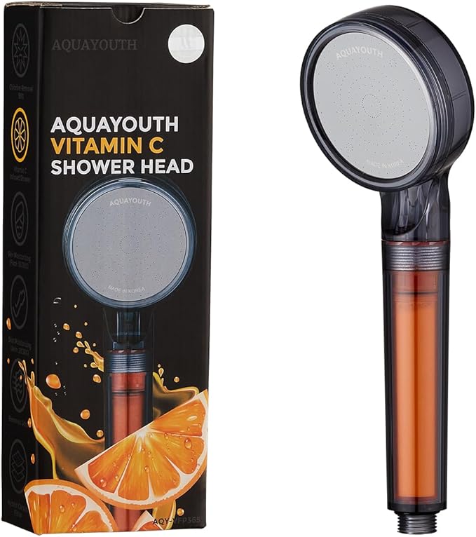 AquaYouth Vitamin C Handheld Shower Head | Built-in Vitamin C + Ceramic Balls Reduces Chlorine & Chloramine, While Improving Skin and Hair Health