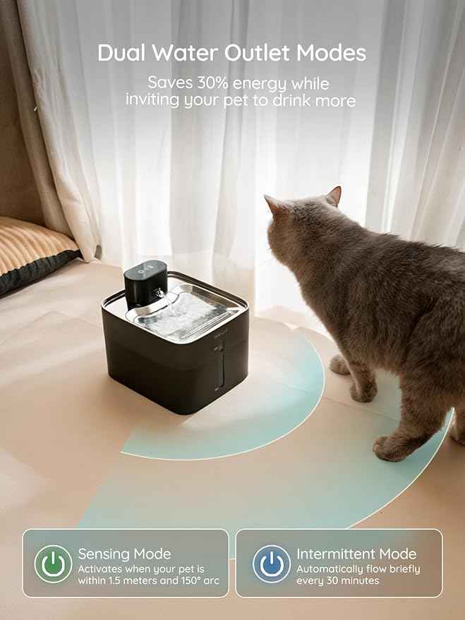 BELLA & PAL Wireless Cat Water Fountain: 4.2L/142oz Stainless Steel, 5000mAh Rechargeable Battery, Smart Motion Sensor, Quiet Integrated Pump, Easy to Clean, Mult-Pet Water Dispenser