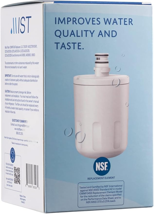 Mist 5231JA2002A Refrigerator Water Filter Replacement for LG LT500P, ADQ72910911, Kenmore 9890, Fridge LFX25974ST – NSF 42 Certified – 1 Pack