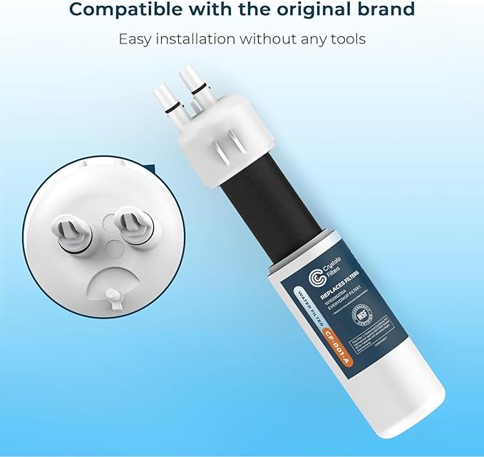 Crystala Filters Refrigerator Water Filter Compatible with W10295370A, EDR1RXD1, Filter 1, W10295370, P4RFWB, P8RFWB2L, 46-9930, 46-9081 Refrigerator Water Filter | Pack of 1