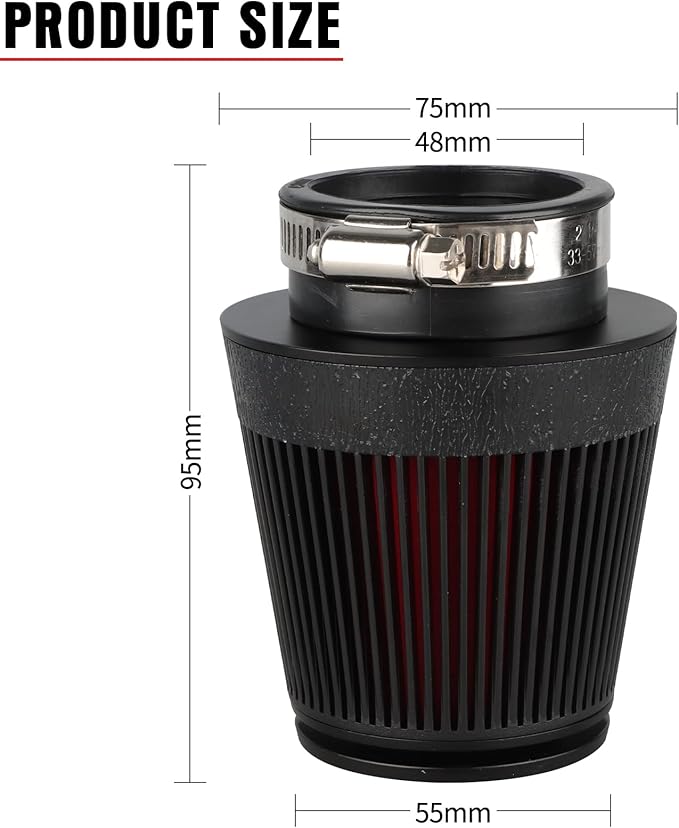 NIBBI Racing CNC 48MM Air Filter Round Tapered,Universal Air Filters for Dirt Bike ATV Quad Go Kart Pit Dirt Bike Parts
