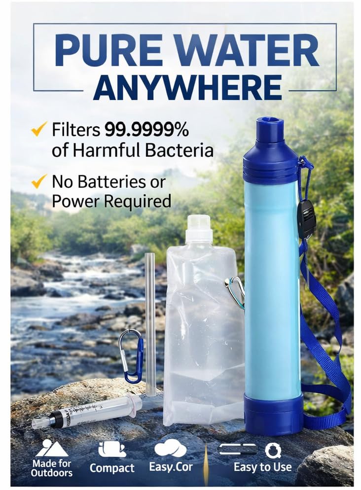 Portable Water Filter Straw Kit (2 Count)