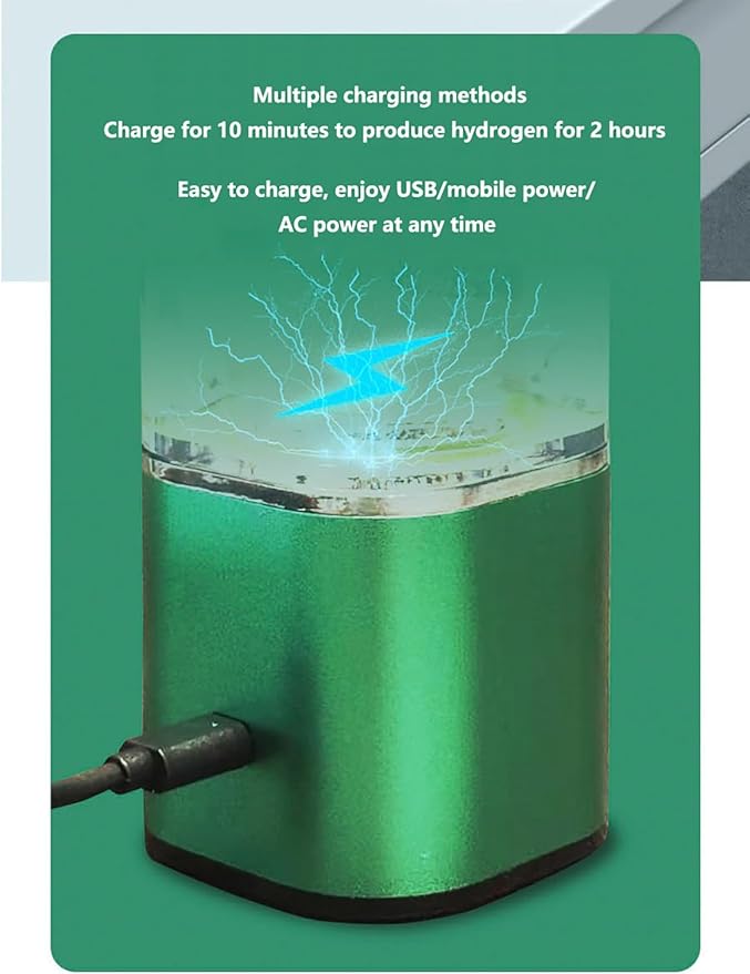 8000PPB Rechargeable PEM Hydrogen Water Bottle Generator – Portable Hydrogen Water Machine with LED, Smart Electric Hydrogenated Water Bottle for Travel, Fitness & Daily Hydration