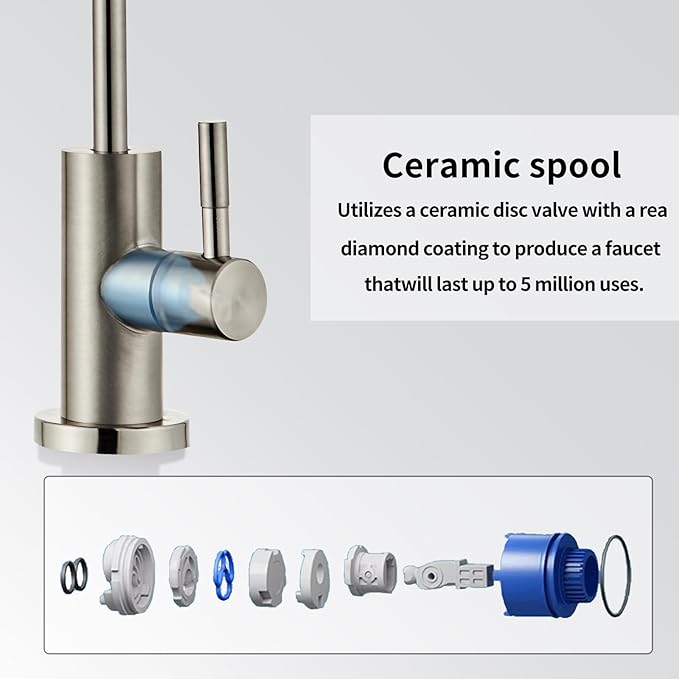 Drinking Water Faucet - Stainless Steel 304, Fits Most RO Units or Water Filtration Systems, Non-Air Gap
