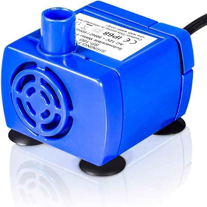 YOUTHINK Fountain Pump, Silent Submersible Pet Fountain Pump Low-pressure Consumption with 5.9 Feet of Power Cord, Suitable for 1.6l and 2.1l Flower Fountains Blue