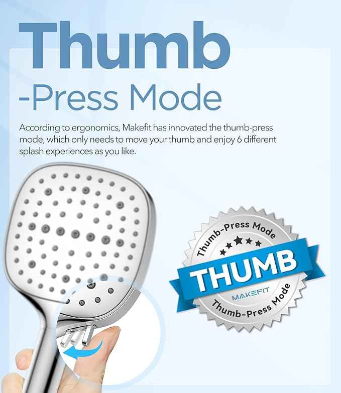 MakeFit Filtered Shower Head with Handheld, 7 Modes High Pressure Handheld Showerhead with Filters, Detachable Shower Heads Water Softener Filters Beads for Hard Water - Remove Chlorine & Heavy Metals