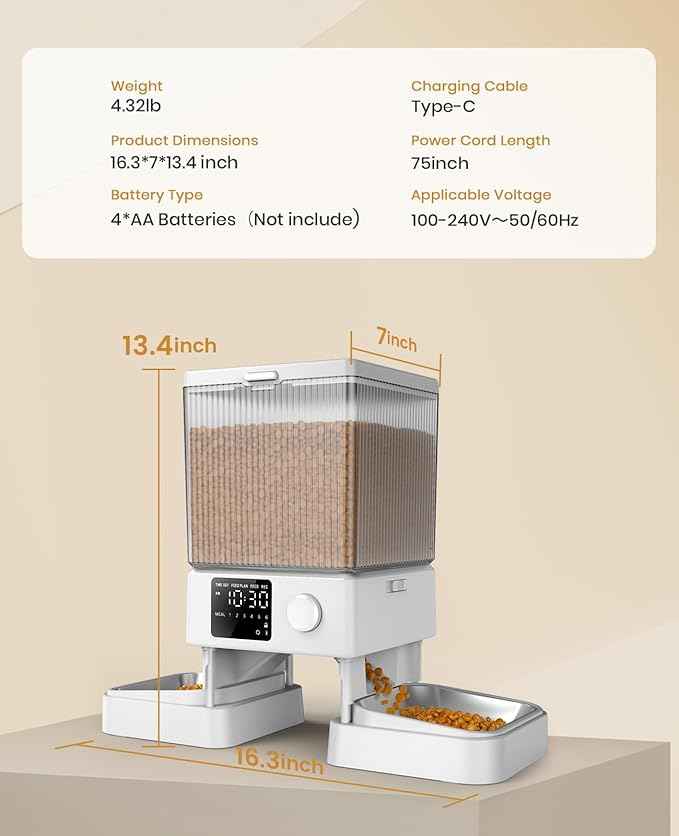 oneisall Automatic Cat Feeder for 2 Cats, 20 Cups/5L Automatic Cat Food Dispenser for Small Pets Indoor, Timed Cat Feeder for Dry Food(White)