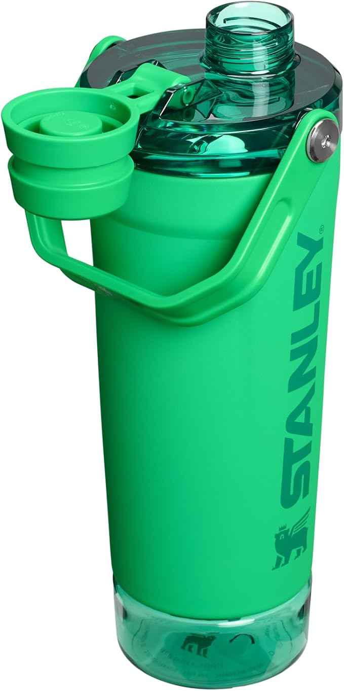 STANLEY Vitalize Shaker Bottle 20 oz | Leakproof Insulated Stainless Steel Shaker Cup | Base Storage and Twist On Fast Flow Lid | Protein Shakes and Pre Workout Powder | BPA-Free | Meadow