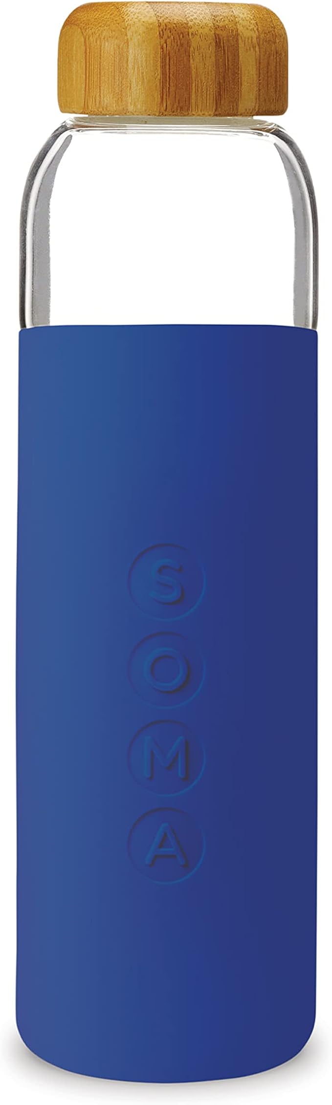 SOMA BPA-Free Glass Water Bottle with Silicone Sleeve, Sapphire, 17oz