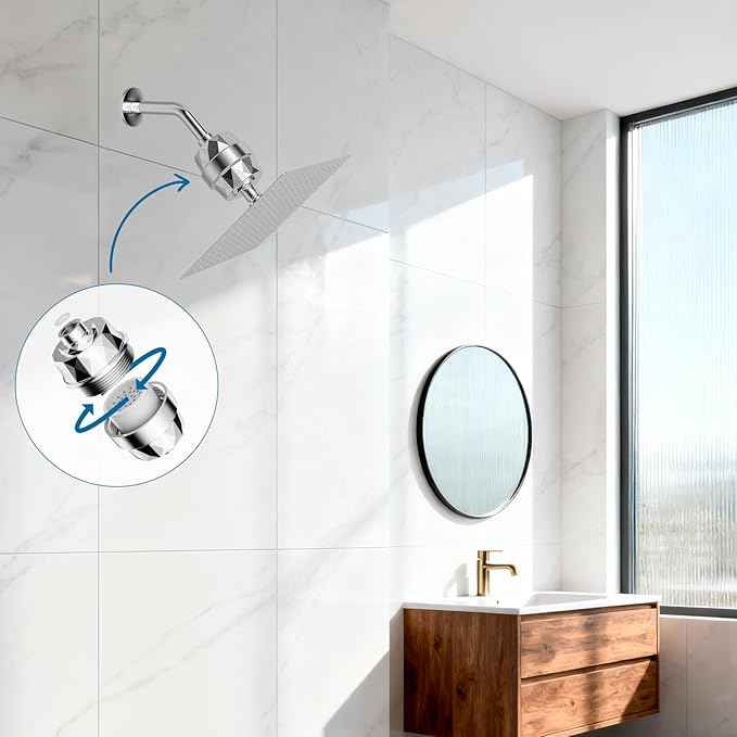 iFealClear 20-Stage Shower Filter, High Output Shower Head Filter for Hard Water, Remove Chlorine and Fluoride, Reduce Dry Itchy Skin and Eczema, Consistent Flow Shower Water Filter, Chrome