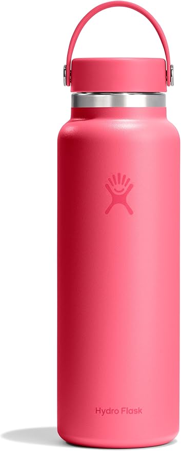 Hydro Flask Water Bottle - Insulated Stainless Steel - Wide Mouth Flex Lid, Non Spill, Leakproof and Refillable in 40 Oz Popstar Pink