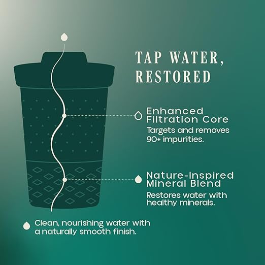 Santevia Glass Water Filtration System – Countertop Filter for Fluoride & Chlorine Removal | Adds Minerals, Balances pH | Home Water Purifier | Fluoride Filter | Alkaline