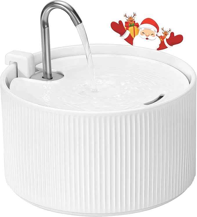 Upgrade Ceramic Cat Water Fountain, 2.2L/78oz Ceramic Cat Fountain, Automatic Ceramic Water Fountain for Cats, Pet Water Fountain with Ultra-Quiet Pump (White)