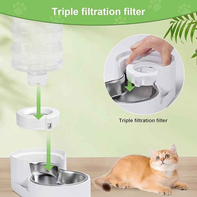 4 Pack Replacement Filters for 3L/3.6L/4.6L/6L/8L Gravity Pet Water Dispenser, Dog Water Filter Replacement, Triple Filtration Pet Fountain Filter, Water Feeder Filter for Cat and Dog