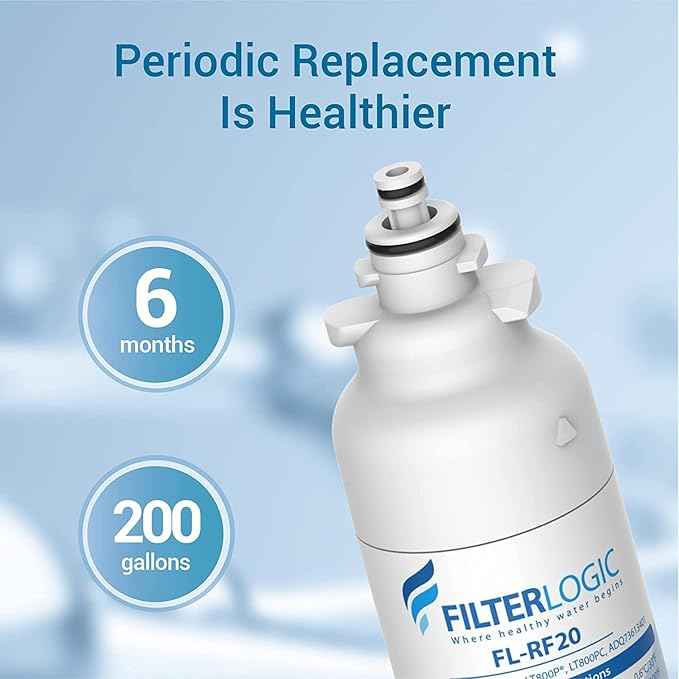 Filterlogic ADQ73613401 Refrigerator Water Filter and Air Filter, Replacement for LG® LT800P®, ADQ736134, ADQ73613402, LSXS26326S, LSXS26366S, LMXS30776S, Kenmore 46-9490 and LT120F®, 3 Combo