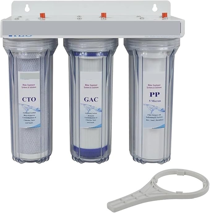1PCS Whole House Water Filtration System with Sediment,Carbon Block, 3/4" Inlet&Outlet -Transparent
