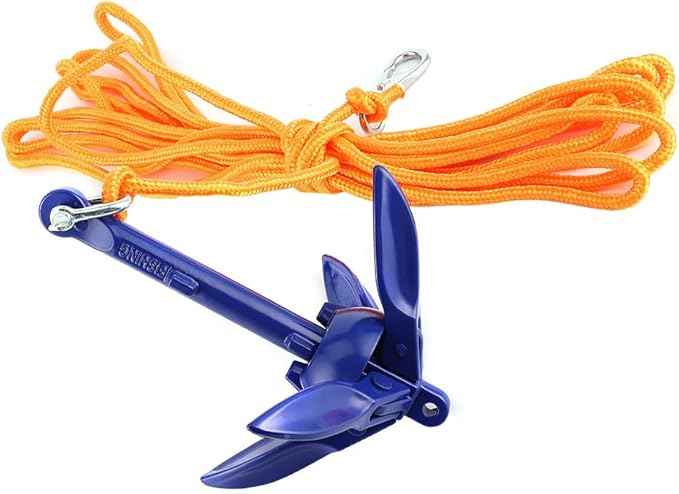 Anchor Kit Aluminum Alloy Folding Anchor for Boats Kayak Canoe Sailboat, 4 Tine Rope Hook Watercraft Acc for Boats, Outdoor Activity Waterskiing