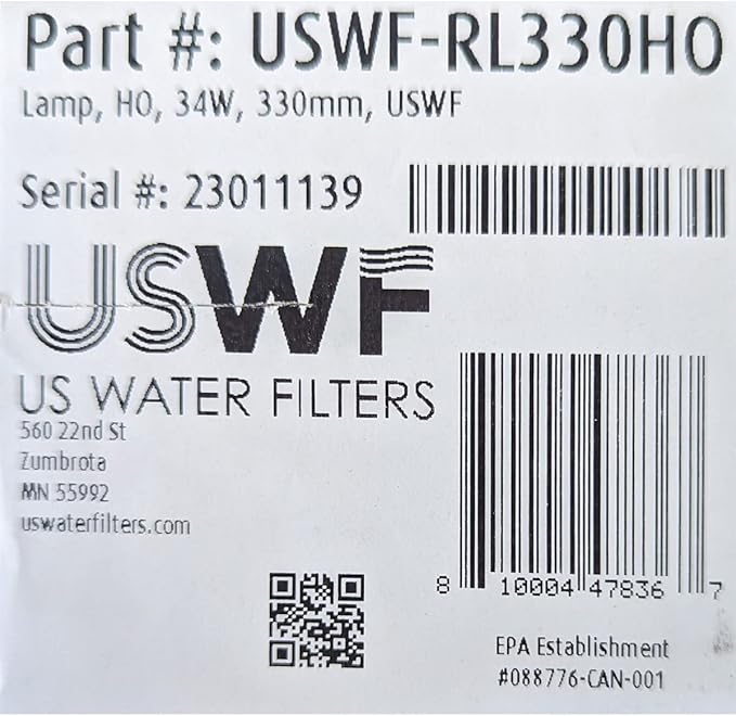 RL330HO Replacement UV Lamp for USWF 4C101 Treatment System, Made in The USA