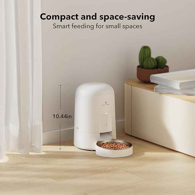 PETLIBRO Automatic Cat Feeder, Wi-Fi Rechargeable Cats Food Dispenser Battery-Operated with 30-Day Life, AIR 2.4G Wi-Fi Timed Pet Feeder for Cats & Dogs, 2L Auto Cats Feeder, White