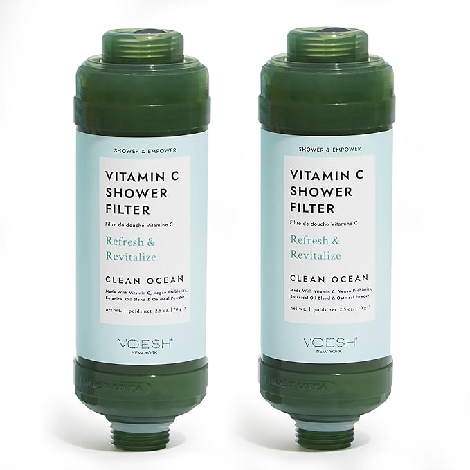 VOESH Vitamin C Shower Filter, Clean Ocean, Shower Aromatherapy, Water Purifier, Water Softener, Vegan Probiotics, Spa Shower Head, Water Filter, Shower Self-Care