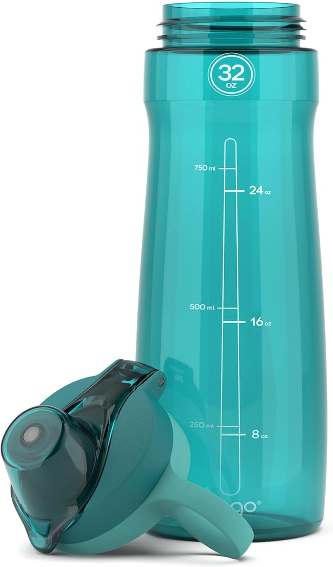 Pogo BPA-Free Plastic Water Bottle with Chug Lid, 32 Oz, Quetzal Teal