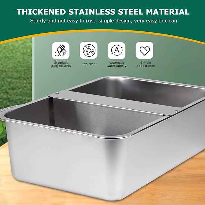 6 Gal Automatic Dog Water Bowl Dispenser Stainless Steel Dog Waterer for Large Breed Dogs, Outdoor Extra Large Bowl for Cats Pets Livestock Chicken