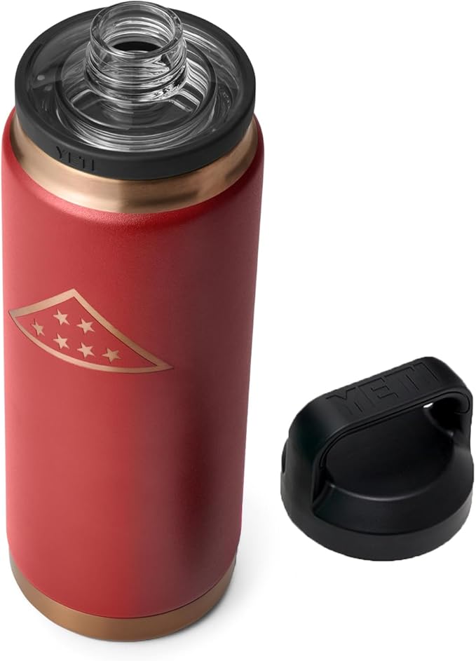 YETI Rambler 26 oz Bottle, Leakproof, Vacuum Insulated, Stainless Steel with Chug Cap, Folds of Honor - Brick