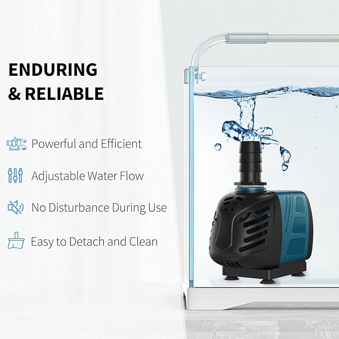 Uniclife Aquarium 400 GPH Submersible and Inline Water Pump 30W 6ft High Lift AC 120 V Quiet Adjustable Return Pump with 6 ft. Power Cord for Fish Tanks Pond Waterfalls Fountains Sumps and Gardens - AquaVibe