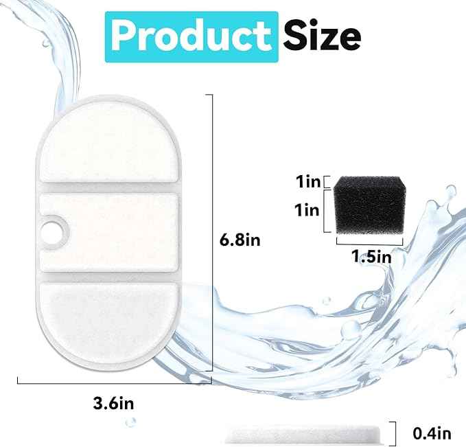 32 Packs for Petlibro Cat Water Fountain Filters Replacement, Compatible with PETLIBRO Capsule Cat Water Fountain PLWF002 (16 Replacement Water Filter + 16 Pre-Filter Sponges)