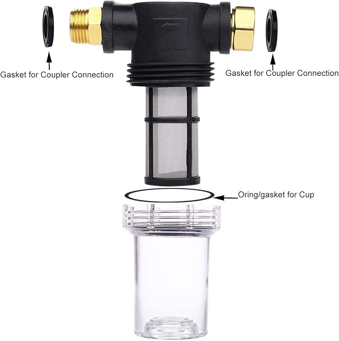 Garden Hose Filter for Pressure Washer Inlet Water, Inline Filter for Sediment, 40 Mesh Screen, Extra 2 Pieces100Mesh Screen Kit
