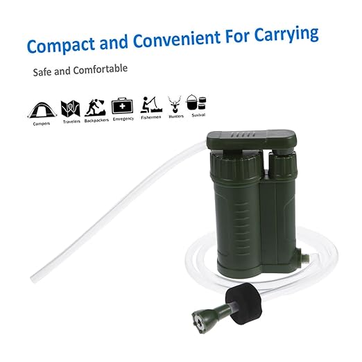 2pcs Portable Camping Water Filter Pump Lightweight Water Filtration Device for Outdoor Use Compact and Easy to Carry