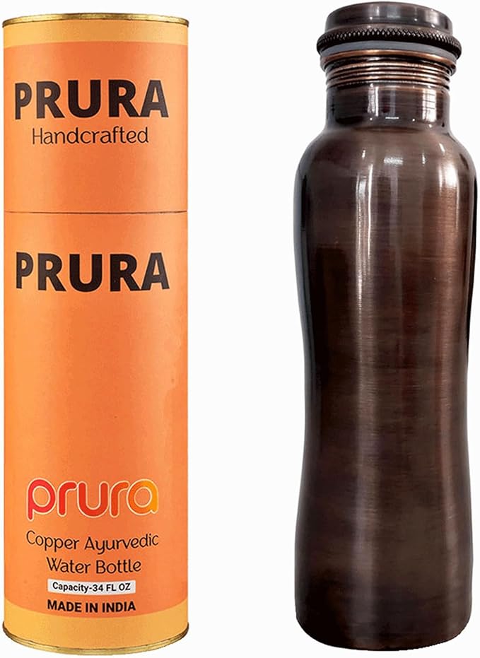 Sea Creature Printed Copper Water Bottle 32 oz - Leak Proof Ayurvedic Drinkware Copper Vessel for Sports, Gym, Outdoors, Yoga, Office