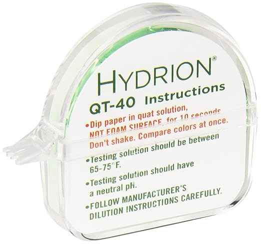 Hydrion QT-40 Quaternary SANITIZER Solution Test Tape for Testing 0-500 ppm Ranges - QUAT Tape & Color Chart - Tests Quaternary Ammonium Sanitizer Solutions in Restaurants, Bars, Daycare - 15 Ft Roll