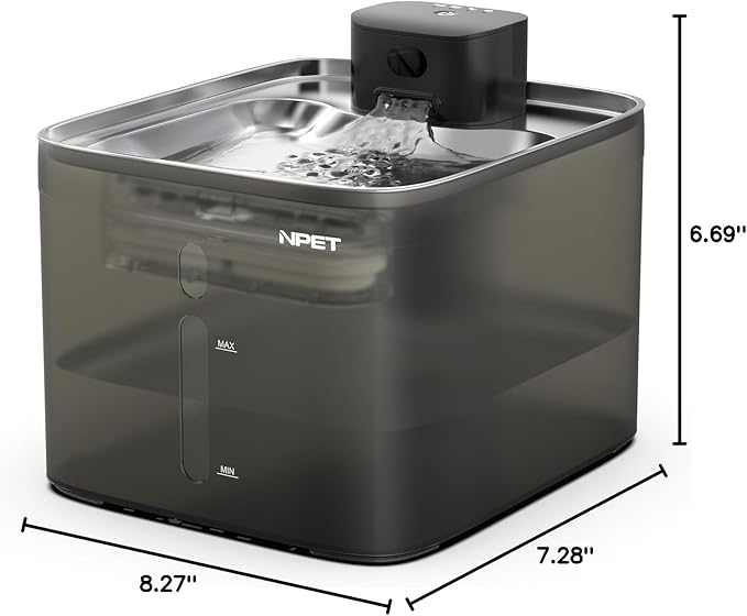 NPET Wireless Cat Water Fountain, 4L/1Gallon Battery Operated Pet Fountain with Smart Motion Sensor, 4000mAh Rechargeable Battery & Quiet Pump, Automatic Cordless Water Dispenser for Cats, Dogs,Pets
