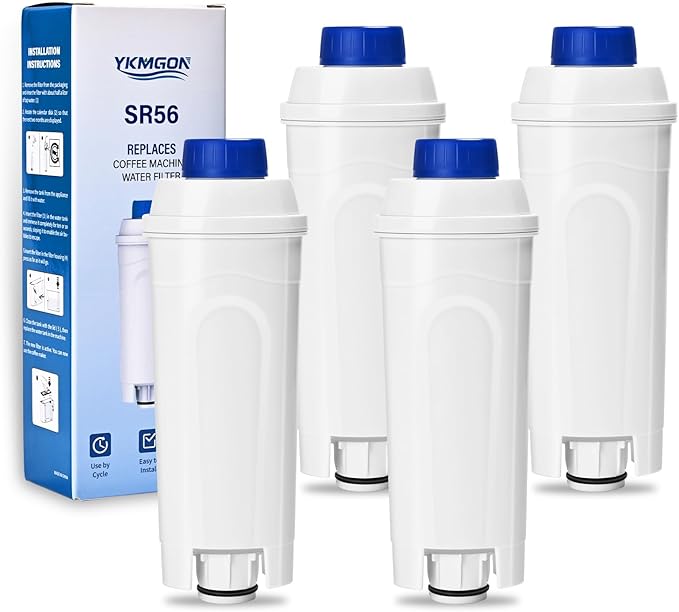Coffee Machine Water Filter Compatible with Delonghi Filter DLSC002,ECAM, ESAM, ETAM, BCO, EC, EC680, EC800,Coffee Machine Filter Cartrige Replacement with Activated Carbon (4 PACK) - AquaVibe
