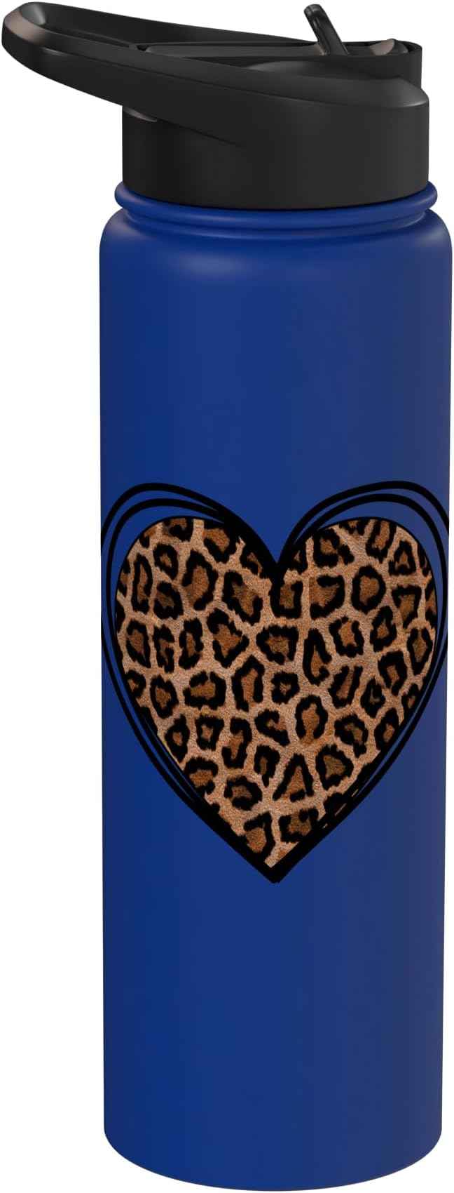 Heart Shape - Cute Cheetah Leopard Print Graphic Stainless Steel Insulated Water Bottle