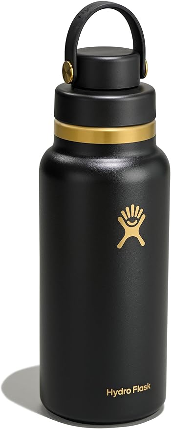 Hydro Flask Water Bottle - Insulated Stainless Steel - Wide Mouth Flex Chug Lid, Non-Spill, Leakproof in 32 Oz Black Tie