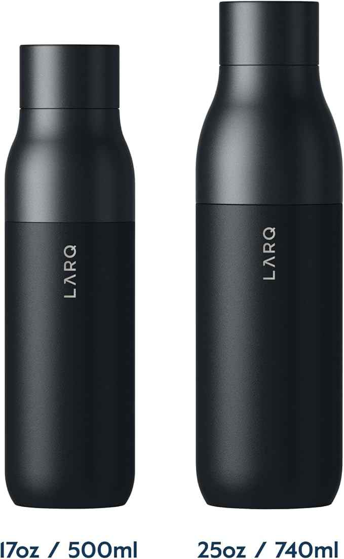LARQ Bottle Twist Top 25 oz - Insulated Stainless Steel Water Bottle | BPA Free | Reusable Water Bottle for Camping, Office, and Travel | Keep Drinks Cold and Hot, Obsidian Black