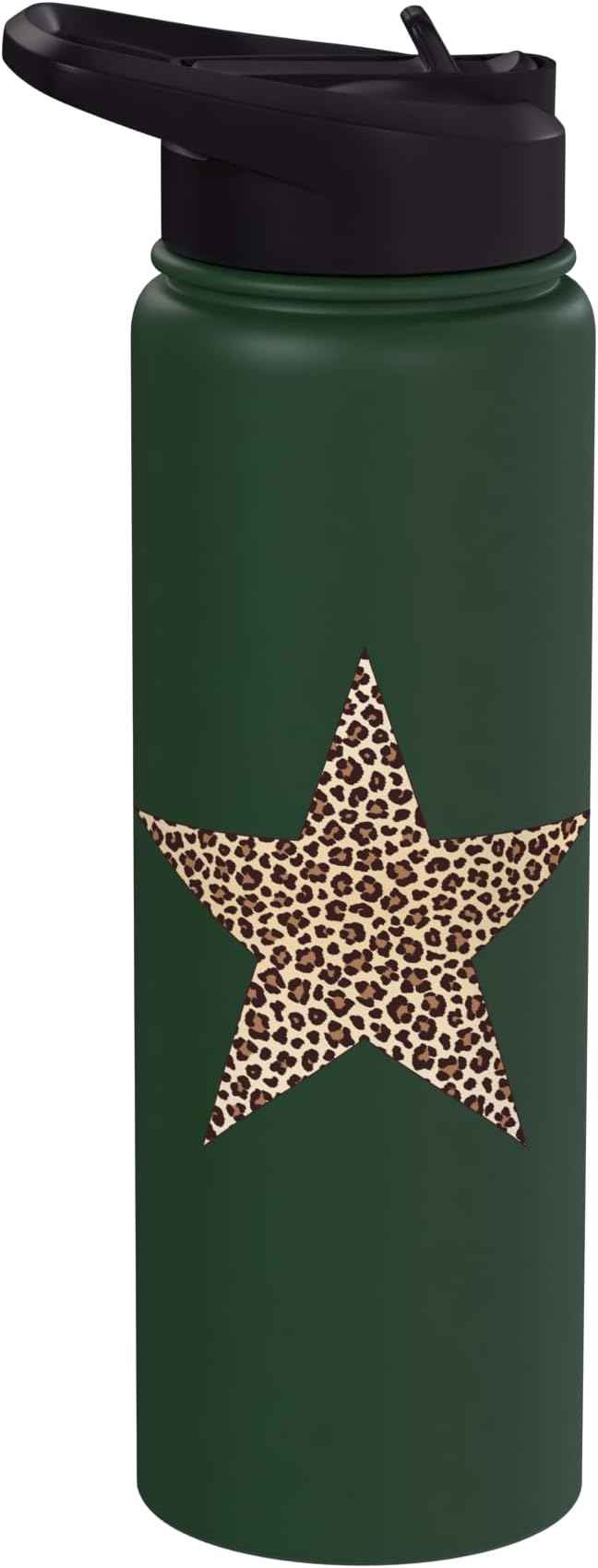 Star Shape - Cute Cheetah Leopard Print Graphic Stainless Steel Insulated Water Bottle