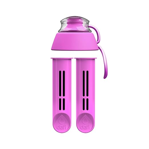 DAFI Pack of 2 Carbon Filter Replacements & lid for Water Bottle - Lasts for 60 days - BPA-Free, Reusable - Removes Chlorine Taste & Odor - for Hiking, Travel & Everyday Use – Pink