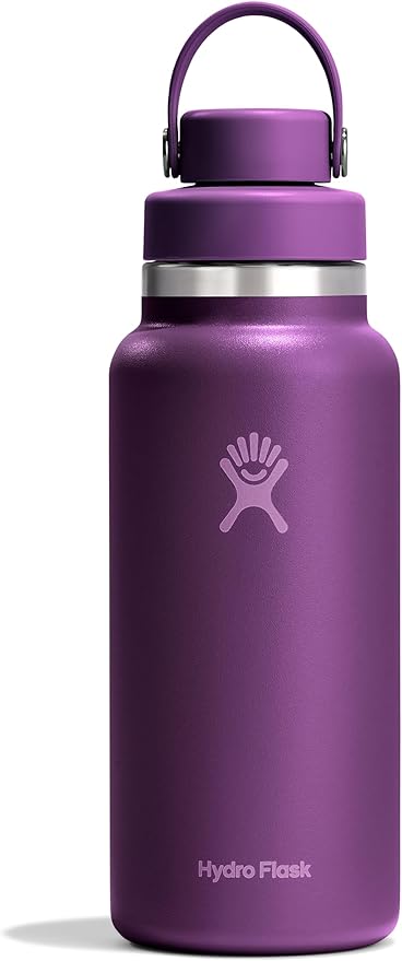 Hydro Flask Water Bottle - Insulated Stainless Steel - Wide Mouth Flex Chug Lid, Non Spill, Leakproof in 32 Oz Beachplum Purple